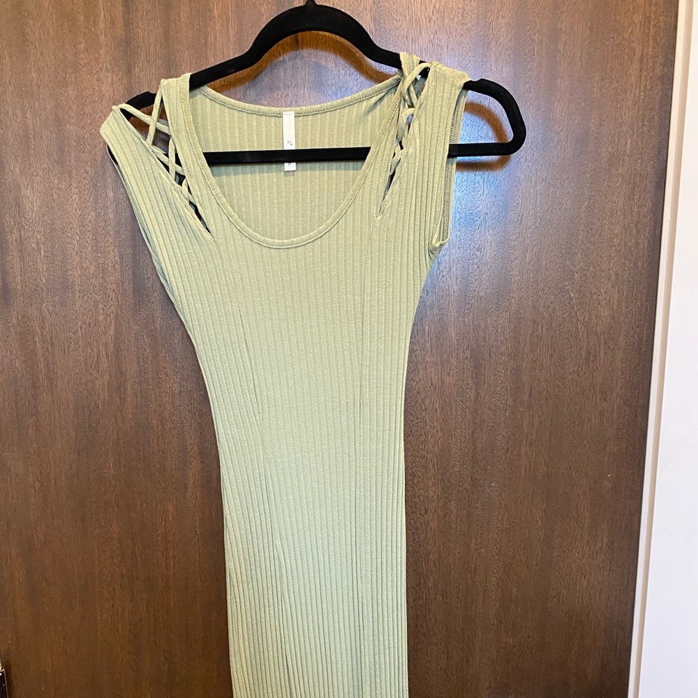 Green tight midi dress